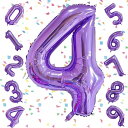 数字 バルーン パープル 大きい 誕生日 ナンバー 4 アルミ風船 32インチ ハッピーバースデー パーティー 成人式 入学 卒業式 記念日 お祝い 飾り付け