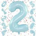 数字 バルーン ライトブルー 大きい 誕生日 ナンバー 2 アルミ風船 32インチ ハッピーバースデー パーティー 成人式 入学 卒業式 記念日 お祝い 飾り付け