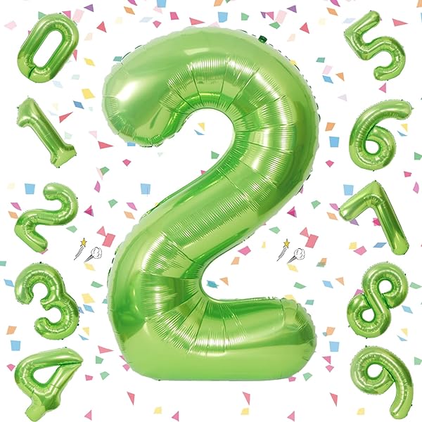 数字 バルーン ライトグリーン 大きい 誕生日 ナンバー 2 アルミ風船 32インチ ハッピーバースデー パーティー 成人式 入学 卒業式 記念日 お祝い 飾り付け