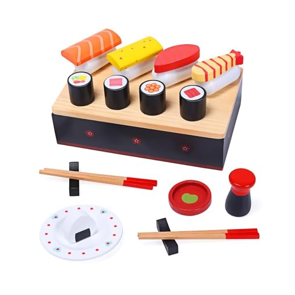 おままごとセット 木製 お寿司 おもちゃ 19点セット ままごと食材 知育玩具 木のおもちゃ マグネット式 おにぎり サシミ わさび 収納ケース付き 種類豊富 ごっこ遊び 親子遊び 子供玩具 誕生日 プレゼント 入園お祝い CS0047