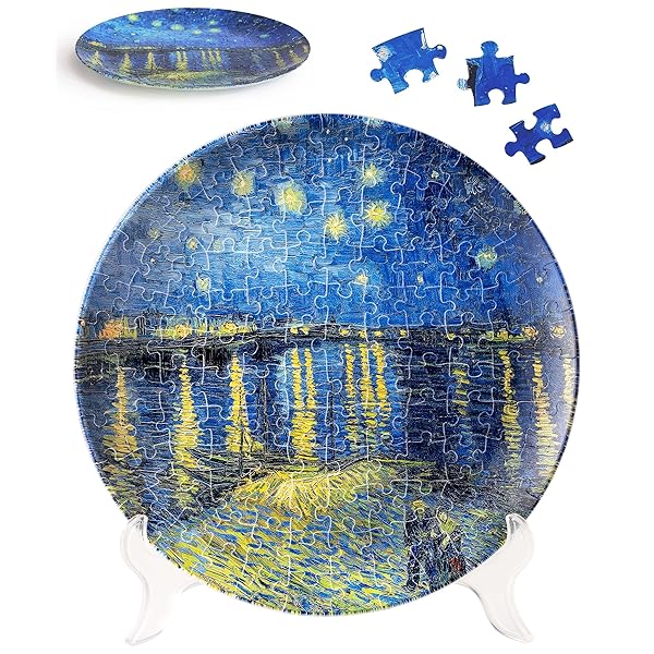 ピースリラックス 124ピース 飾り皿パズル【ゴッホ＿ローヌ川の星月夜】(23X23cm) プラ製 ジグソーパズ..