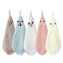 ガーゼ ハンカチ 赤ちゃん 6重ガーゼ ベビータオル 綿100% ループ付 柔らかい 25x25cm 5枚セット