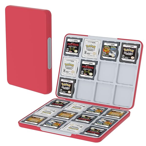 3DS ケース DS ソフトケース 3DS カードケース 24枚収納 NS 3DS 3DSXL 2DS 2DSXL DS DSi対応 カード整理ケース 収納 ポーチ、ゲームケース 収納 3DSソフト収納ケース 3DS カセットケース『赤色』