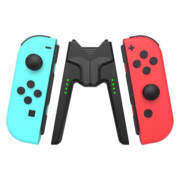 Joy-Con充電グリップ 遊びながら充電が可能 V字型 Joy-Con ハンドルグリップ 超軽量 装着簡単 持ち運びに便利 充電指示LED付