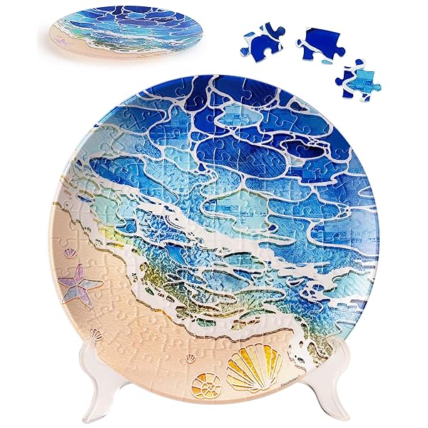 ピースリラックス 124ピース 飾り皿パズル【貝殻と海】(23X23cm) プラ製 ジグソーパズル 壁掛けセット..