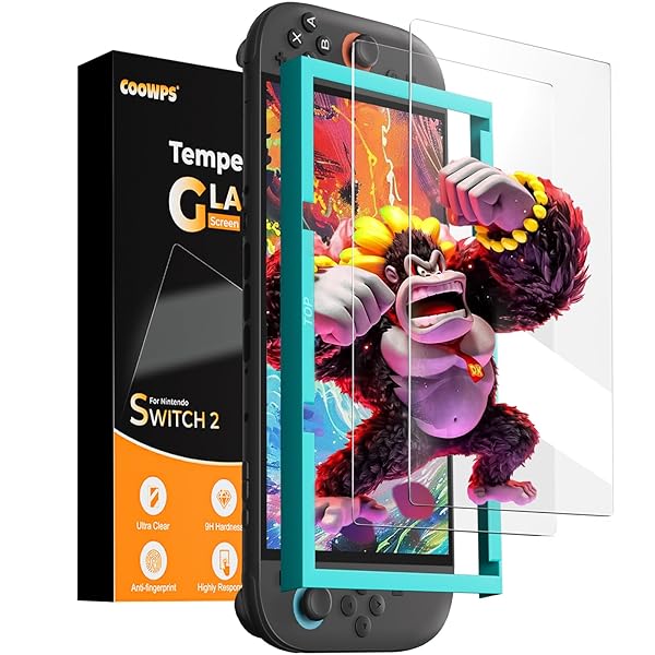 【2枚セット】Switch 2 保護フィルム 取り付けフレーム付き 超薄型 9H硬度 強化ガラス 指紋防止 耐衝撃 飛散防止 気泡ゼロ 自動吸着 Switch 2 対応
