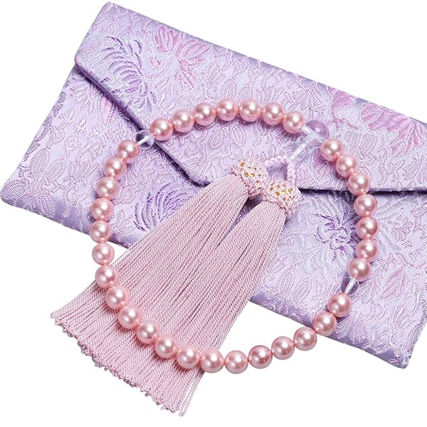 LEOBEE 貝パール 女性用数珠 マグネット式数珠袋付き 念珠 じゅず 手作り念珠 数珠ブレスレット 葬式 ..