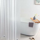 シャワーカーテン おしゃれ 防カビ ユニットバス カーテン 半透明 ロング丈 180x220cm 3D格子柄 EVA素材 柔らかくて肌触り フック付き 簡単取付 お風呂 間仕切り 節電 グッズ