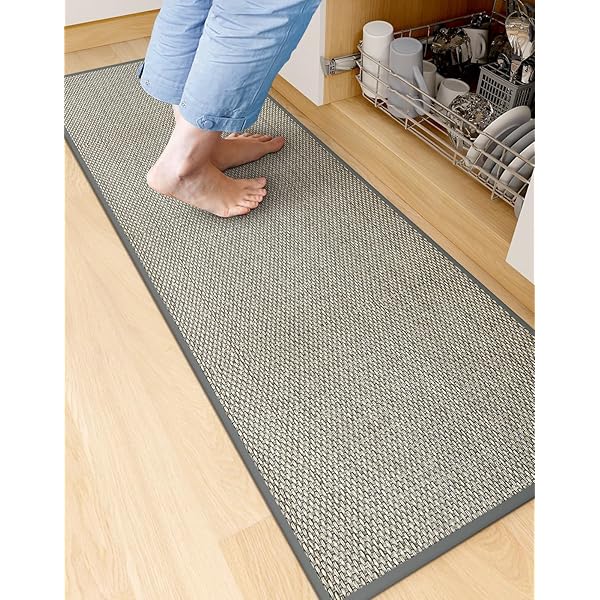 キッチンマット 洗える 120 台所マット ゴム滑り止め ずれない 吸水性 浸透しない シンク前 厚さ5mm グレー 45×120cm