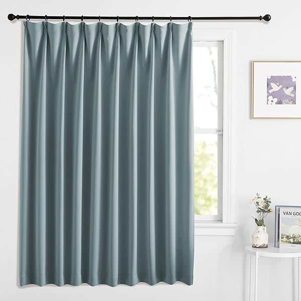 広い幅150 カーテン 遮光 紫外線対策 断熱 防寒 省エネ 部屋仕切り プライバシー保護 客間 子ども部屋 寝室 アジャスターフック付き 灰みのブルー 150x230cm 1枚入