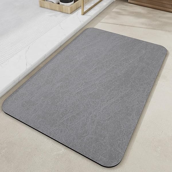 バスマット 吸水 速乾 滑り止め 洗える お手入れ便利 収納便利 柔らかい ソフト 無地 お風呂マット 割れない ずれない 安心 多層構造 通気 浴室 洗面所 バスルーム （60cmx40cm, グレー）