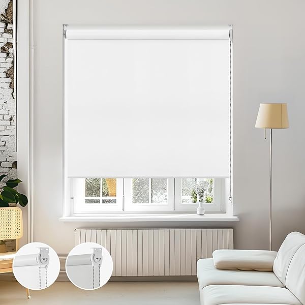 ロールスクリーン ロールカーテン ビス止め式 チェーン式 1級遮光 断熱 遮熱 防音 防寒 UVカット 表裏同色 幅73 丈182cm ホワイト