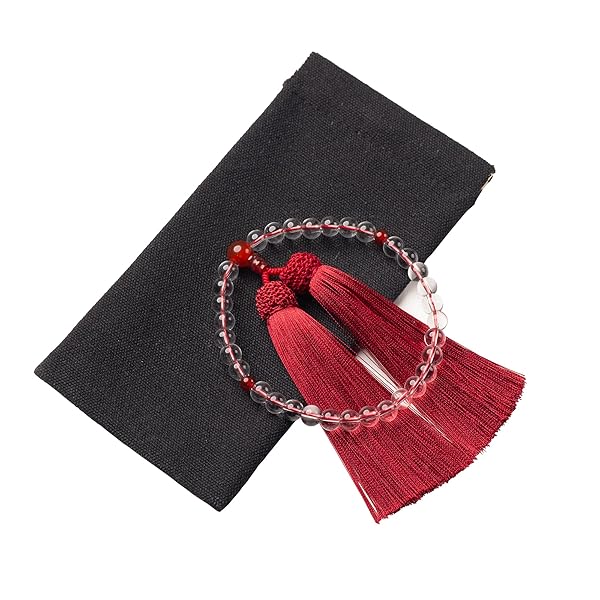 数珠 女性用 葬儀 念珠 本水晶 ホワイトクリスタル 数珠入れ 36玉 手作り念珠 葬式 墓参り 法事 念誦 ..