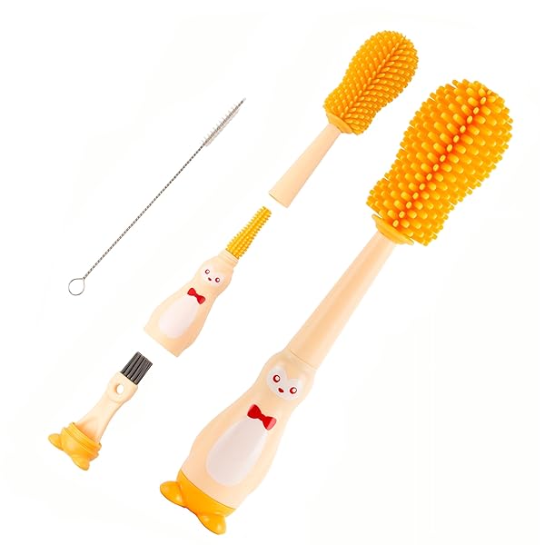 ボトルブラシ 4in1 水筒 洗う シリコン製 抗菌 ボトル洗い 水筒 洗浄 フタの溝掃除 ストローブ ラシ 哺乳瓶ブラシ キッチン用