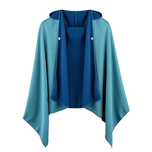UVカット ポンチョ 大判 160×80cm 冷感ポンチョ 日よけ フード付き 紫外線99%遮断 アウトドア 通勤 スポーツ 熱中症対策 軽量 洗濯可 (スカイブルー)