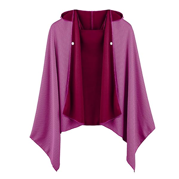 UVカット ポンチョ 大判 160×80cm 冷感ポンチョ 日よけ フード付き 紫外線99%遮断 アウトドア 通勤 スポーツ 熱中症対策 軽量 洗濯可 (ローズレッド)