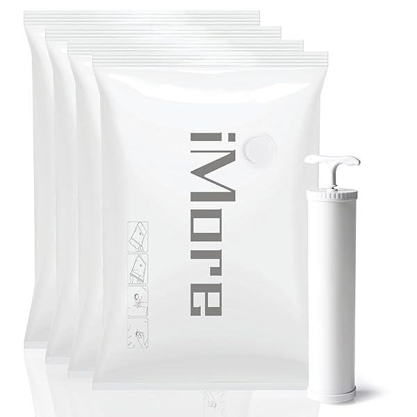 布団圧縮袋 特大サイズ 4枚入【100×80cm ポンプ付き】 衣類圧縮袋 な収納力 厚手 高密封・漏れなし 防..