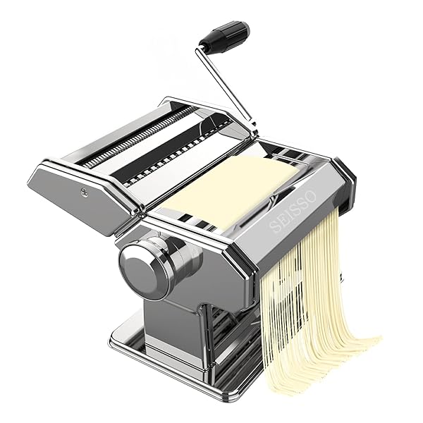 パスタマシン 製麺機 手動 家庭用 1.5mm&6.5mm 麺の太さ調整可能 9段階厚さ調節 水洗可能 ステンレス製..