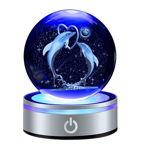 3D イルカ クリスタルボール 誕生日 プレゼント 透明 水晶玉 LEDライト 多色変更 寝室 ナイトライト 友達 彼女 彼氏 イルカ ギフト 癒しグッズ 置物 インテリア おしゃれ 雰囲気 ライト カップル 妻 結婚 記念日 バレンタインデー ギフ