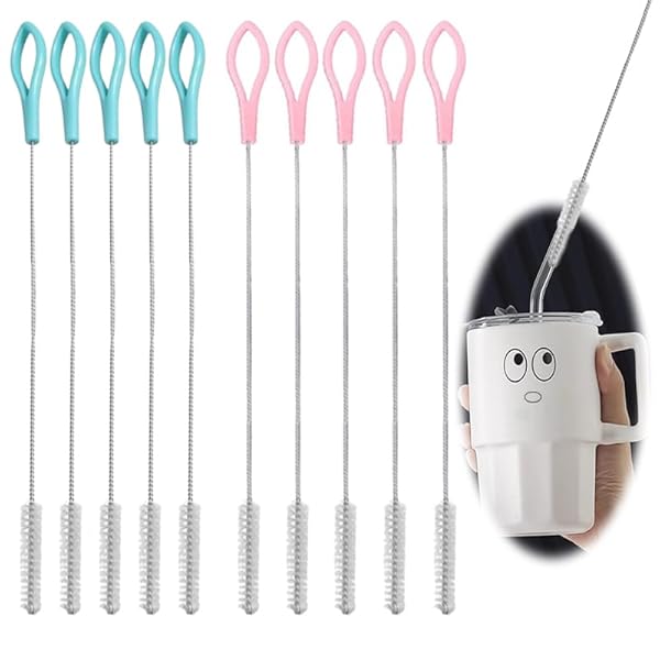 ステンレス製洗浄ブラシ ナイロン ストローブラシ 哺乳瓶ブラシ 再利用可能 自由に曲がる 隙間用 飲用..