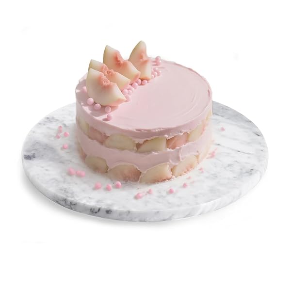 天然大理石 ケーキ回転台 ケーキ装飾台 30x30x4cm 白