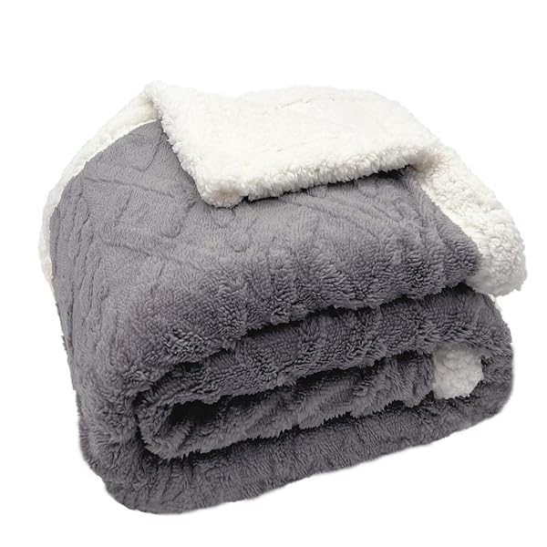 毛布 冬用 ダブル 200x230cm 掛毛布 クイーン おしゃれ 二枚合わせ 北欧風ボア 軽量 通年使用 洗える 抗菌防臭 防ダニ 静電抑制 Blanket(ダークグレー)