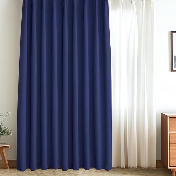 カーテン 遮光カーテン 1枚組 丈200cm x 幅150cm 99.99％以上遮光 1級 遮光カーテン 断熱 防音 形状記憶加工 厚手 無地 洗濯可能 寝室 リビング用 ネイビー