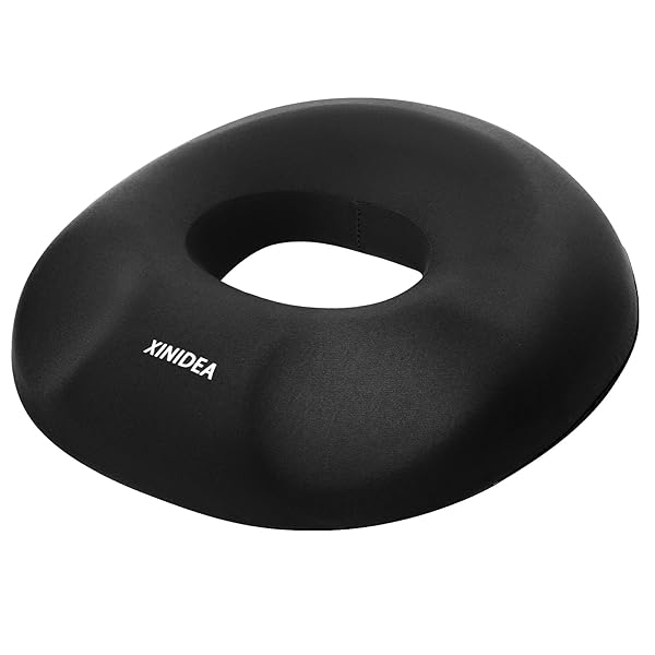 【ヒップ人間工学設計】 円座クッション お尻の痛みを解消 姿勢矯正クッション｜3層圧力分散、柔らかく快適、低反発メモリーフォーム、通気性良好、滑り止め付き｜長時間座るオフィスワーカー、産後のママ、痔の方に (ブラック)