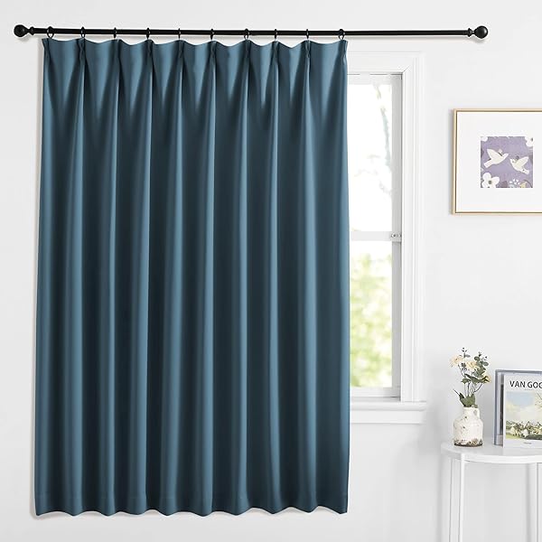 広い幅150 カーテン 遮光 紫外線対策 断熱 防寒 省エネ 部屋仕切り プライバシー保護 客間 子ども部屋 寝室 アジャスターフック付き ストーンブルー 150x230cm 1枚入