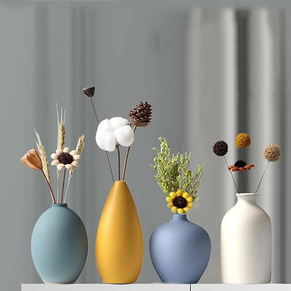 花瓶 陶器 一輪挿しフラワーベース おしゃれ セラミック花器 和風 洋風 4点セットミニ花器 小さめ 水生植物 生け花 ドライフラワー適用 インテリア 飾り瓶 母 父の日 ギフト (セット1)