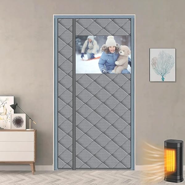 コットンカーテン 玄関 遮熱ドアカーテン 冬のための磁気ドアスクリーン コットン マグネット暖簾 冬のパティオドア断熱 保温 防寒 防水 防風のれん 寒さ対策 180*220cm