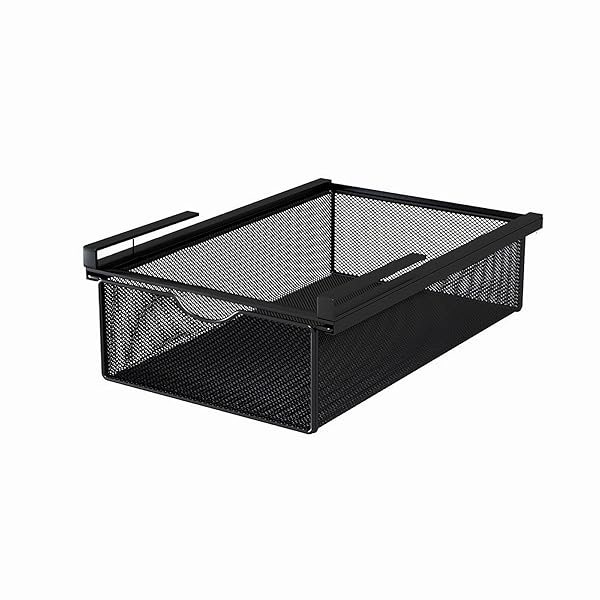 吊り下げ収納 戸棚下 キッチンラック スライド式 収納ラック 収納ボックス 掛け式 デスク下 収納 キッチンラック 小物収納 スペース有効活用 幅22*奥行37*高さ9cm (ブラック, S)