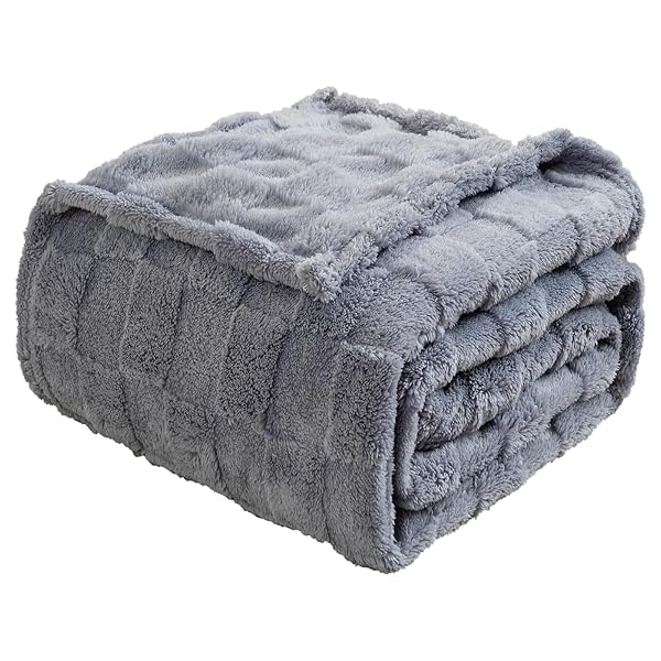 毛布 ダブル 180x200cm おしゃれ ブランケット チェック柄 もこもこ フリース 暖かい 掛け毛布 柔らかい 通年使用 Blanket (グレー)