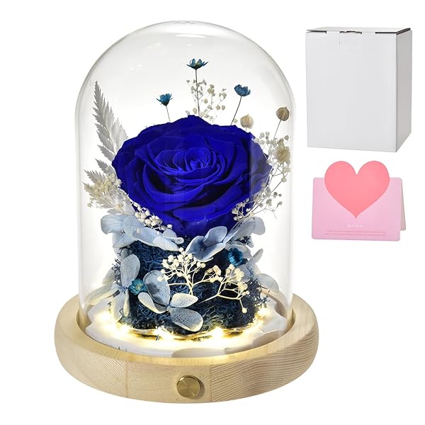 母の日 プリザーブドフラワー バラ プレゼント ブリザードフラワー ぶりざーどフラワ ギフト 結婚記念日 プレゼント 妻 記念日 プレゼント 彼女 誕生日 プレゼント 白い日のプレゼント人気 入学 卒業 ギフト お見舞い (青いバラ (LED))