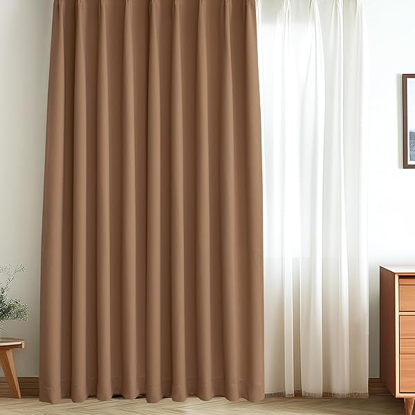 カーテン 遮光カーテン 1枚組 丈200cm x 幅150cm 99.99％以上遮光 1級 遮光カーテン 断熱 防音 形状記憶加工 厚手 無地 洗濯可能 寝室 リビング用 カーキ