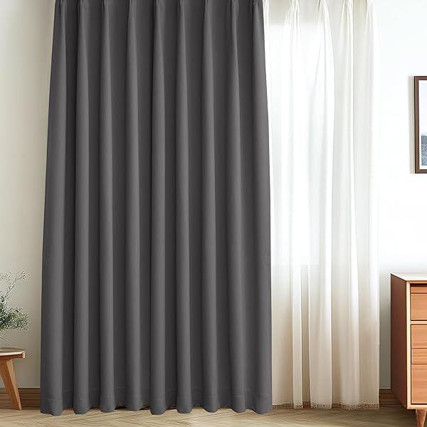 カーテン 遮光カーテン 1枚組 丈178cm x 幅150cm 99.99％以上遮光 1級 遮光カーテン 断熱 防音 形状記憶加工 厚手 無地 洗濯可能 寝室 リビング用 ダークグレー