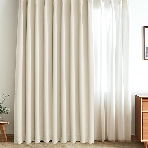 カーテン 遮光カーテン 1枚組 丈200cm x 幅150cm 99.99％以上遮光 1級 遮光カーテン 断熱 防音 形状記憶加工 厚手 無地 洗濯可能 寝室 リビング用 アイボリー
