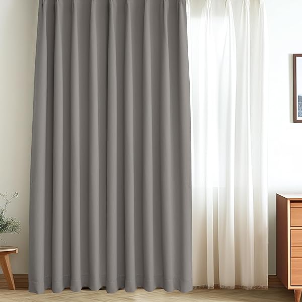 カーテン 遮光カーテン 1枚組 丈200cm x 幅150cm 99.99％以上遮光 1級 遮光カーテン 断熱 防音 形状記憶加工 厚手 無地 洗濯可能 寝室 リビング用 グレー