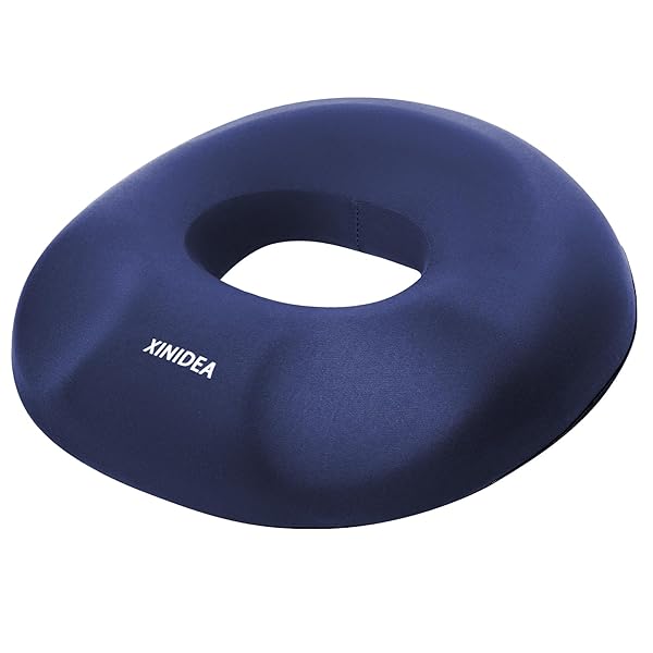 【ヒップ人間工学設計】 円座クッション お尻の痛みを解消 姿勢矯正クッション｜3層圧力分散、柔らかく快適、低反発メモリーフォーム、通気性良好、滑り止め付き｜長時間座るオフィスワーカー、産後のママ、痔の方に (ネイビー)