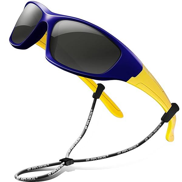 リバッズ RBK003 キッズ 子供用サングラス 偏光レンズ ゴムフレーム UVカット (ダークブルー)