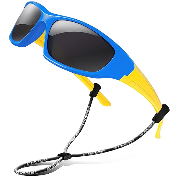 リバッズ RBK003 キッズ 子供用サングラス 偏光レンズ ゴムフレーム UVカット ボーイズサングラス サングラス (スカイ ブルー)