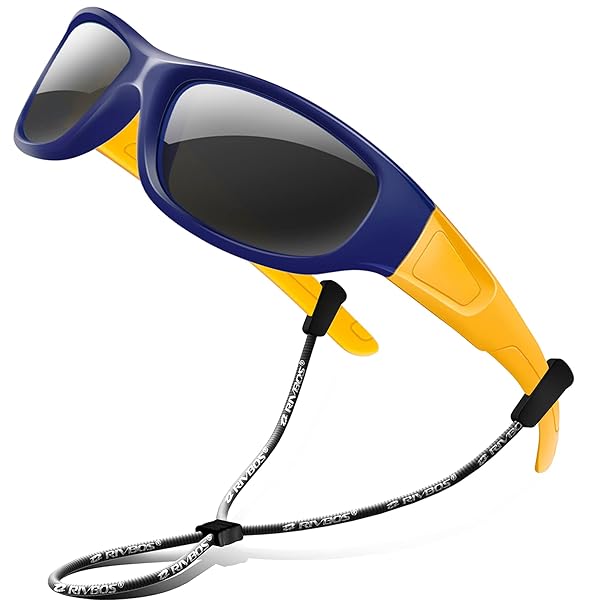 リバッズ RBK037 キッズ 子供用サングラス 偏光レンズ ゴムフレーム UVカット (ダーク ブルー)