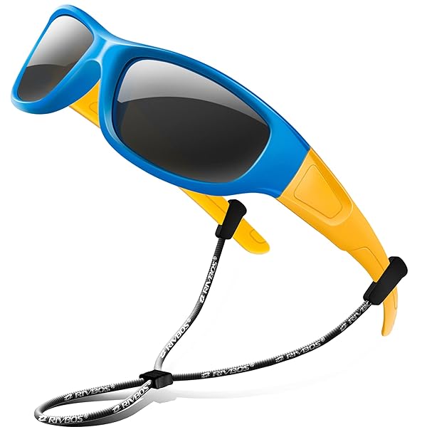 リバッズ RBK037 キッズ 子供用サングラス 偏光レンズ ゴムフレーム UVカット (スカイ ブルー)