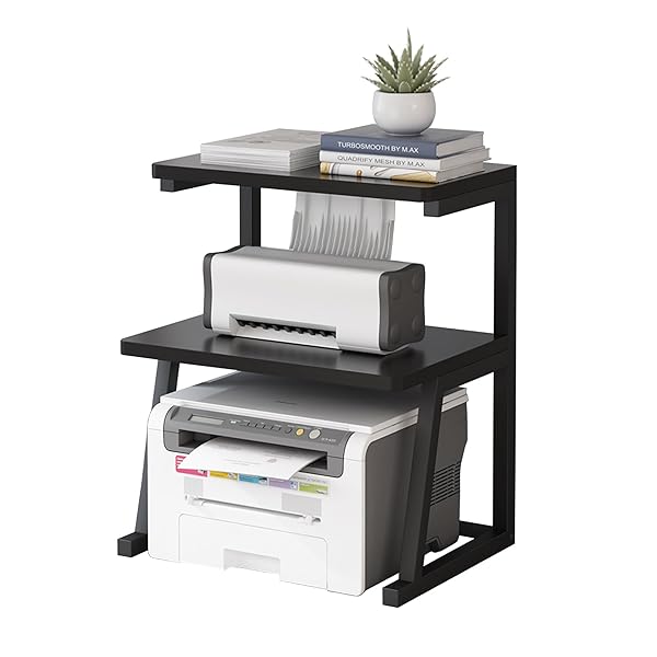 プリンター台 プリンターラック 木製 机上＆机下台 幅48cm 奥行36cm 高さ63cm 各棚板の耐荷重25kg （日..