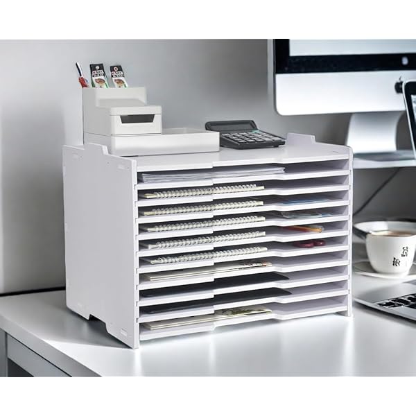 a3書類ラック a3レターケース デスクトレー 卓上整理整頓 高さ調節可能 横型 縦型 10段（浅深対応） 積み重ね 頑丈 おしゃれ 組立簡単