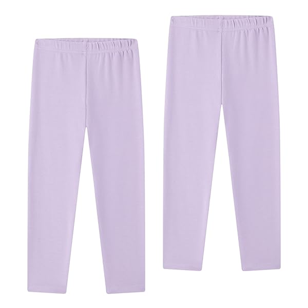 レギンス 2枚セット やや厚手質感 ストレッチ スパッツ 女の子 男の子 春 秋 冬 綿レギンス (150, ラベンダー)