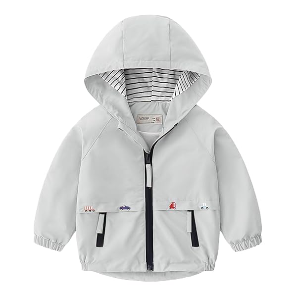 ウインドブレーカー キッズ 男の子 子供 アウター ジャンパー 春 秋 薄手 裏地付き 撥水 防風 防寒 80-140cm (グレー,90)