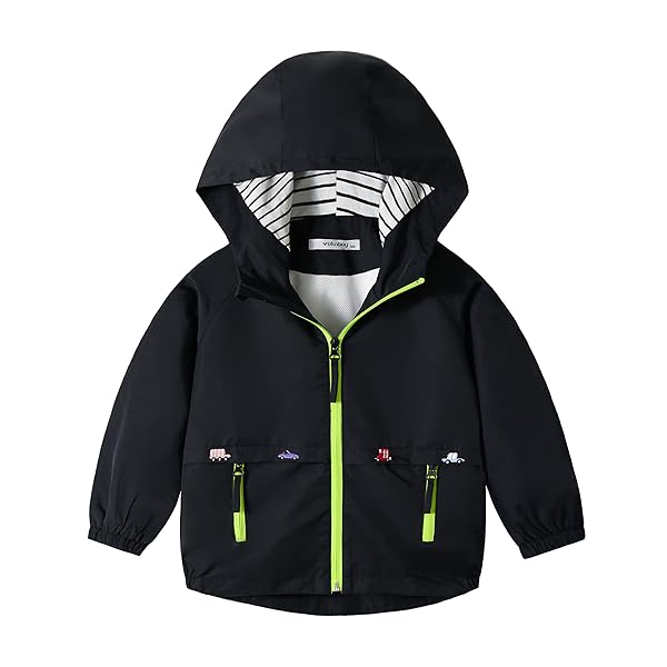 ウインドブレーカー キッズ 男の子 子供 アウター ジャンパー 春 秋 薄手 裏地付き 撥水 防風 防寒 80-140cm (ブラック,130)