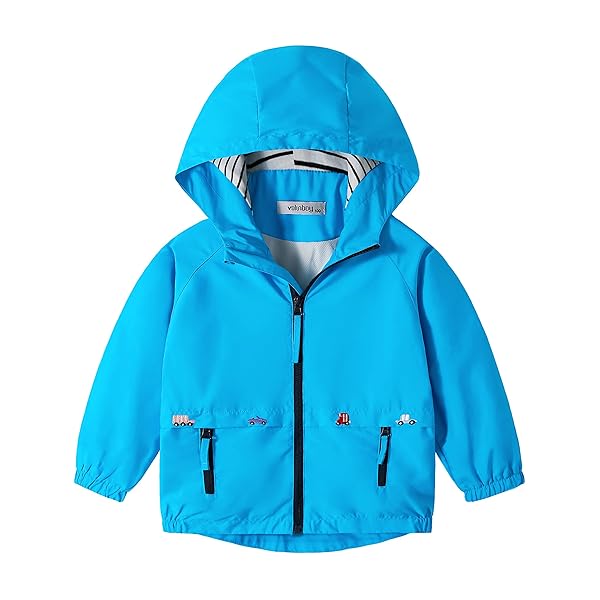 ウインドブレーカー キッズ 男の子 子供 アウター ジャンパー 春 秋 薄手 裏地付き 撥水 防風 防寒 80-140cm (ターコイズブルー,120)