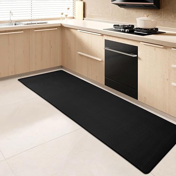 キッチンマット 180cm 拭ける 踏み心地いい 洗濯いらず 衝撃吸収 お手入れ簡単 低反発クッション 滑り止め 厚さ8mm ポリ塩化ビニール ずれない 台所 マット 撥水 無地 防汚 PVC